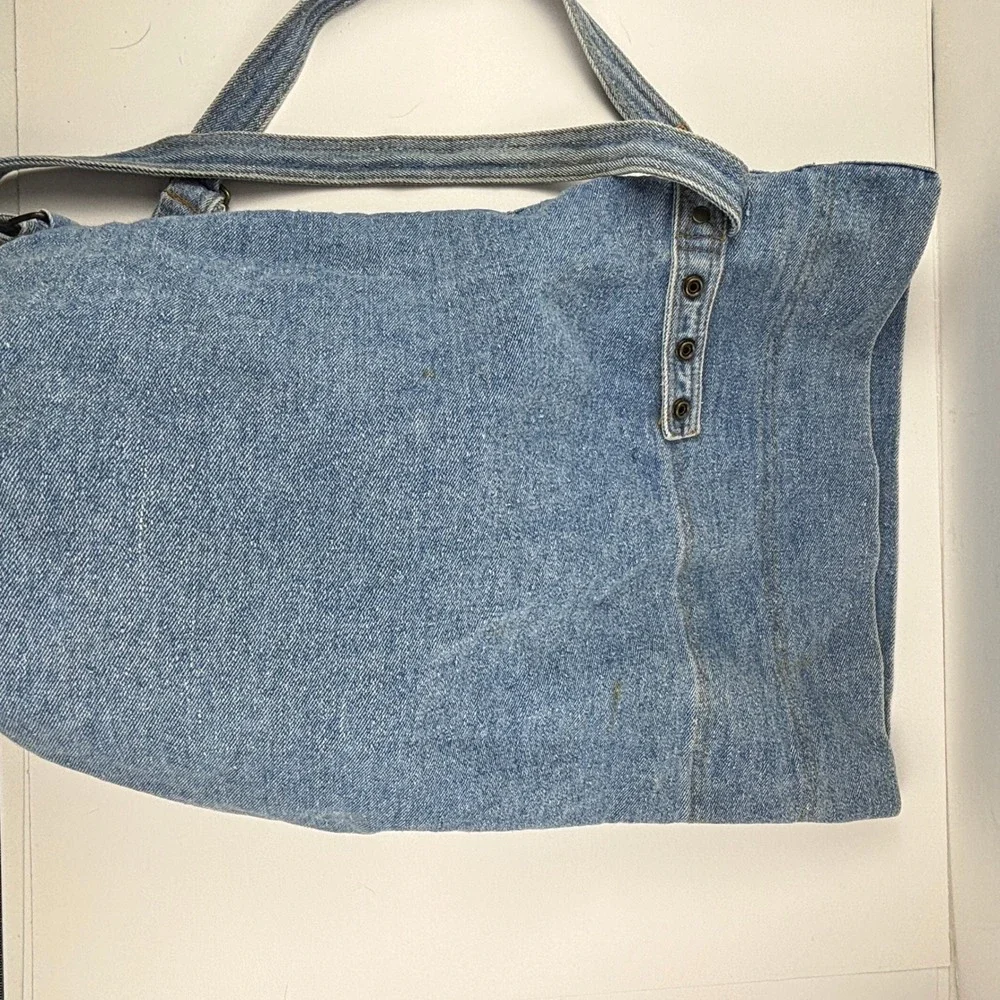 VTG 90's Y2K New‎ York Line Jeans Denim Backpack Blue Cinch Drawstring Bag